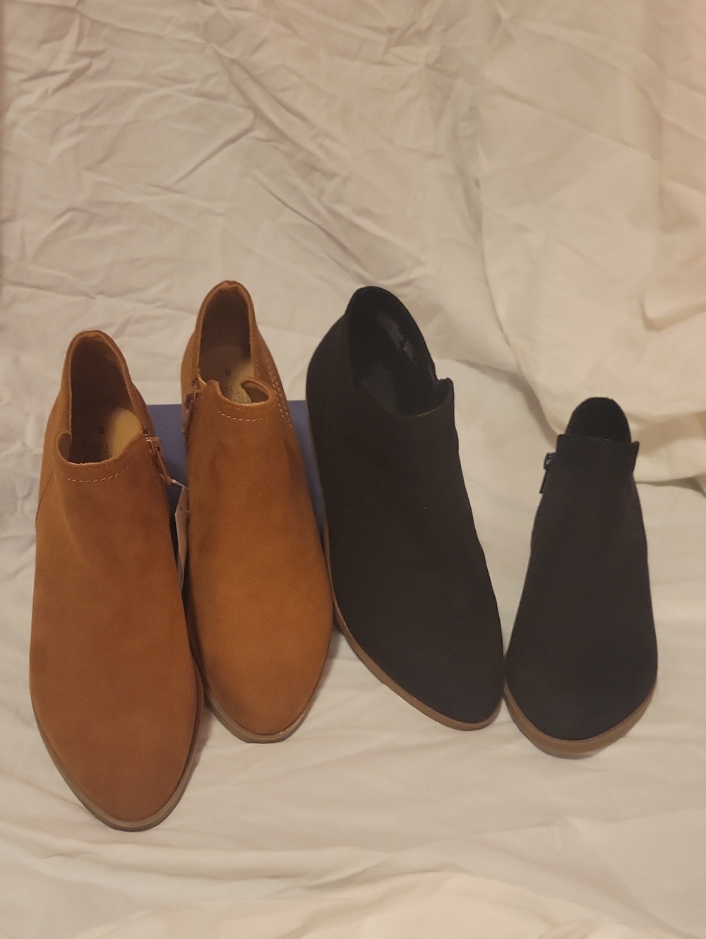 2 Pairs-Women's Slip-On Ankle Boots in Brown and Black